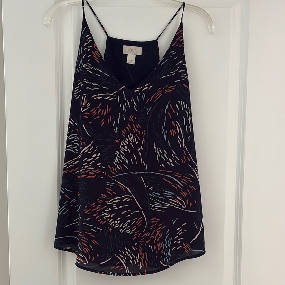 LOFT Red and Blue Graphic Sleeveless Camisole